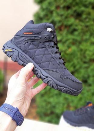 Мужские кроссовки merrell tracking высокие черные с оранжевым