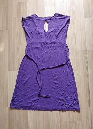 Фиолетовое сиреневое платье платье с кокеткой и поясом3 фото