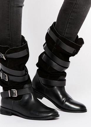 Сапоги asos брендовые кожа замша натуральная zara, mango