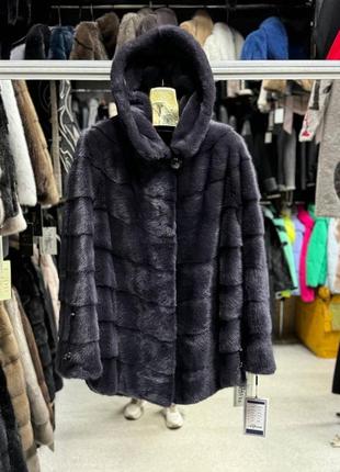 Шуба норковая шуба большие размеры шуба графит шуба с капюшоном