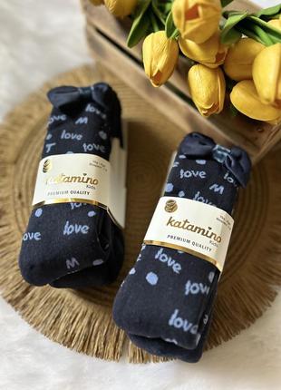 Сині теплі махрові колготки з бантиком