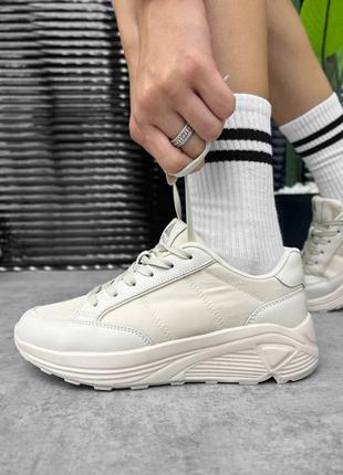 Женские кроссовки бежевые текстильные кожаные с подошвой из пены 36 37 размер 23,5 24 см