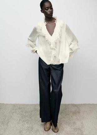 Романтичная бежевая блуза zara new