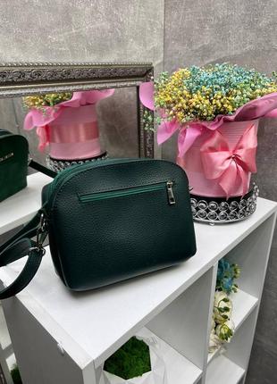 Жіноча стильна та якісна сумка з натуральної замші та еко шкіри зелена5 фото