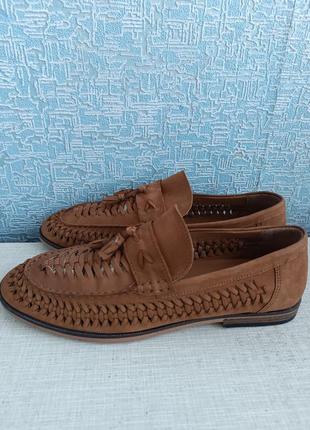 Шикарные мужские туфли лоферы из плетеной кожи бренда river island.3 фото