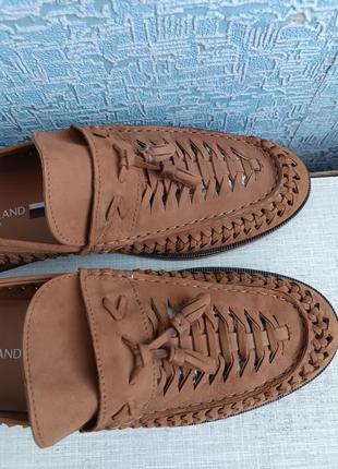 Шикарные мужские туфли лоферы из плетеной кожи бренда river island.7 фото