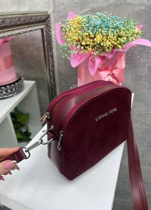 Женская стильная и качественная сумка из натуральной замши и эко кожи бордо2 фото