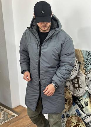 Зимний удлиненный пуховик, куртка мужская