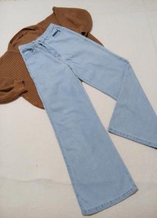 Широкие джинсы с высокой посадкой, джинсы клеш1 фото