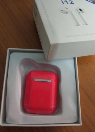 Наушники airpods i12 полностью беспроводные tws гарнитура красные