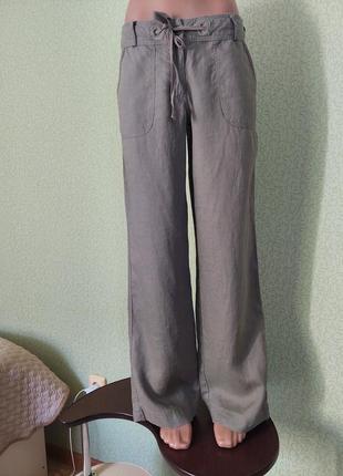 Лляні жіночі штани брюки карго вільного прямого крою7 фото