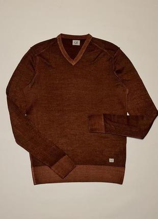 Джемпер, свитер, кофта cp company brown v-neck knitted jumper