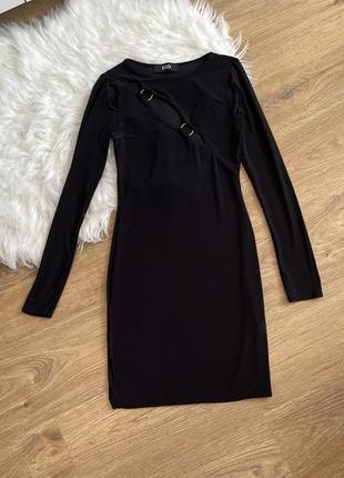 Черное мини-платье ego с вырезами размер 102 фото