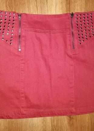 Стильна коротка червона джинсова жіноча спідниця clillin5 фото