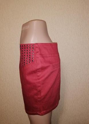 Стильна коротка червона джинсова жіноча спідниця clillin9 фото