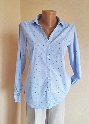 Голубая рубашка h&amp;m принт stars звездочки блузка рубашка рубаха голубая2 фото