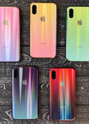 Чехол glass benzo для iphone x стеклянный с голограммным эффектом