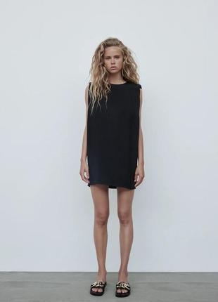 Шикарне нове пряме чорне мініплаття ліоцел zara, p.s/m