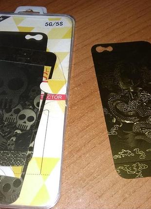 Захисне скло для iphone 5 5s зелене з малюнком комплект