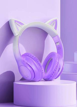 Led bluetooth-навушники hoco w42 cat ear фіолетові