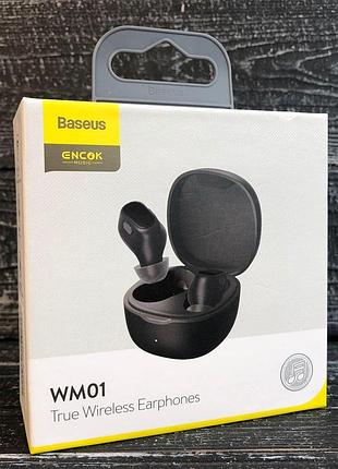 Наушники baseus encok true wireless earphones wm01 черные