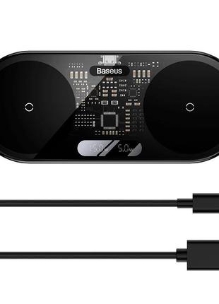 Зарядное беспроводное qi baseus digital led display 2in1 universal version 20w