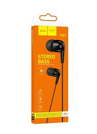 Наушники hoco m97 enjoy with microphone проводная вакуумная гарнитура черная