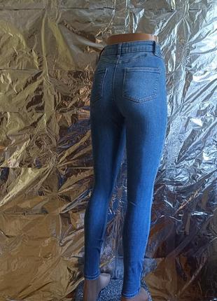 🩷 распродажа! годубые узкие джинсы скинни с порезами 🩷4 фото