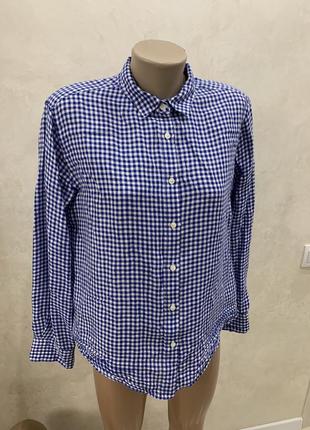Лляна жіноча сорочка в клітинку uniqlo