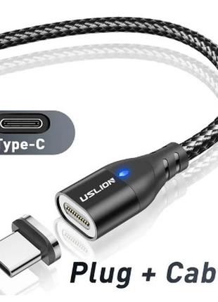 Кабель с магнитом для зарядки телефона / смартфона uslion usb type-c - lightning 1 м2 фото