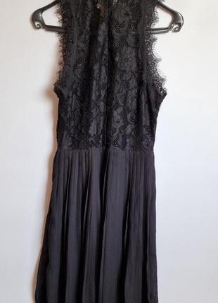 Вечернее, выпускное платье нарядное миди h&m без рукавов гипюр юбка плиссе6 фото