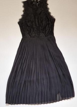 Вечернее, выпускное платье нарядное миди h&m без рукавов гипюр юбка плиссе7 фото
