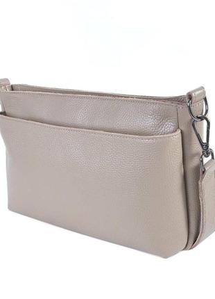 Шкіряна жіноча сумка клатч з натуральної шкіри капучино сумка з довгим ременем сумка через плече шкіряна сумка