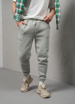 Мужские теплые брюки мятного цвета премиум качества