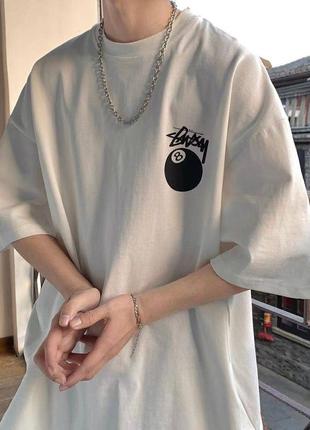 Футболка stussy, черная белая, m-xl