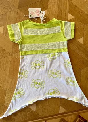 Стильная яркая футболка туника летняя на девочку от итальянского производителя to be too на 5 лет 110 см