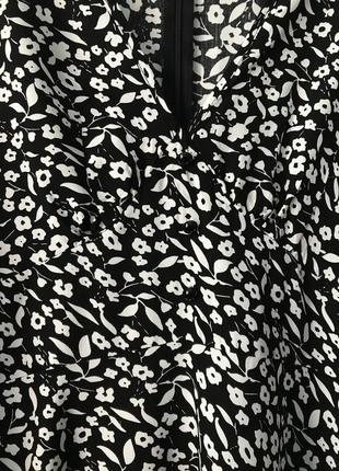 Сукня з чорно-білим квітковим принтом shein чорно-біле чорне плаття з довгим рукавом чорна чорна-біл2 фото