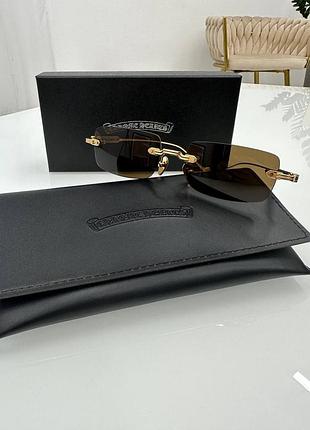 Очки в стиле chromehearts беж синие