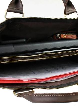 Женская кожаная сумка для ноутбука и документов а4 большая из натуральной кожи на плечо с ручками черная6 фото
