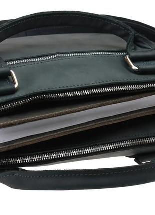 Женская кожаная сумка для ноутбука и документов а4 большая из натуральной кожи на плечо с ручками черная7 фото