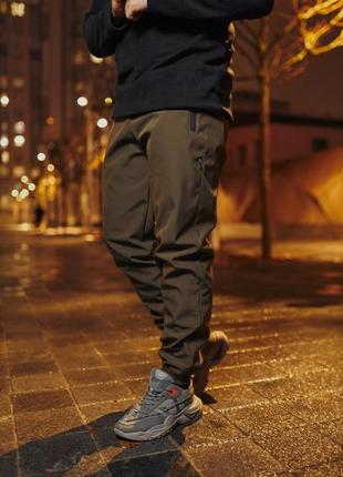 Мужские водостойкие теплые брюки софтшел премиум качества