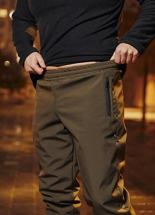 Мужские водостойкие теплые брюки софтшел премиум качества