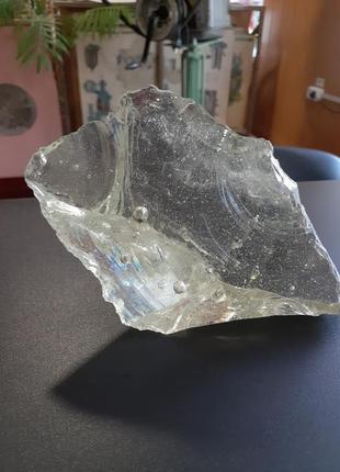 Винтаж! 💎 кусок стекла глыба декоративная камень  прозрачный с пузырьками воздуха старинное стекло минерал8 фото