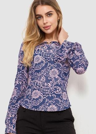 Блуза з принтом, колір рожево-синій, 186r400