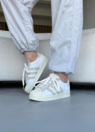 Женские кроссовки adidas superstar white/beige6 фото