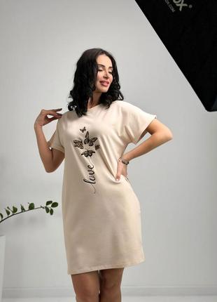 Жіноча коротка літня сукня з малюнком з кишенями з бавовни3 фото