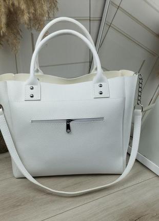Жіноча стильна та якісна сумка зі штучної шкіри біла3 фото