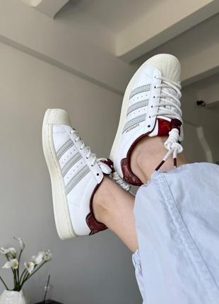 Женские кроссовки adidas superstar white/red5 фото