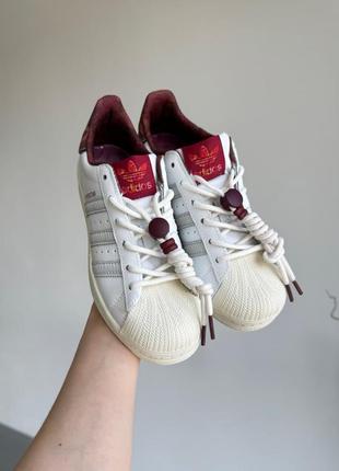 Женские кроссовки adidas superstar white/red2 фото