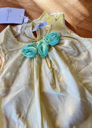 Нежная блуза на короткий рукав майка на девочку желтая от итальянского производителя gaia luna на 5 лет 114 см3 фото